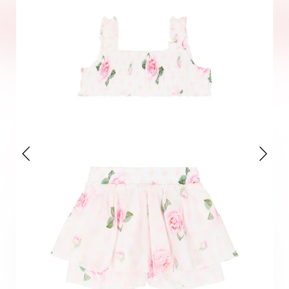 MonnaLisa Pink and White Matching Skirt Set